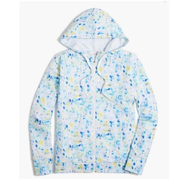 J. Crew Tie Dye Print Zip Front Active Hooded Sweatshirt Size Medium - Picture 2 of 10